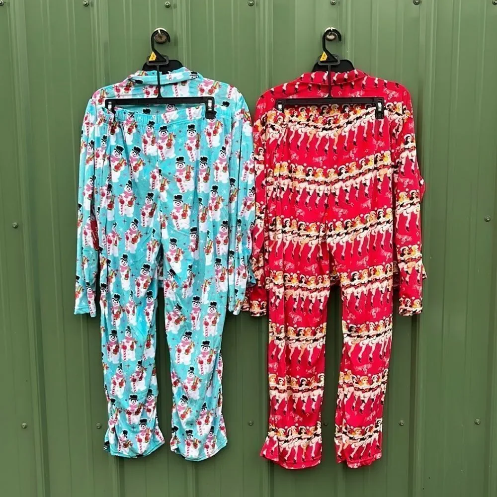 Velour Notch Collar Pajama Top & Pants Lounge Sleep 2, 2-Piece Sets Size L